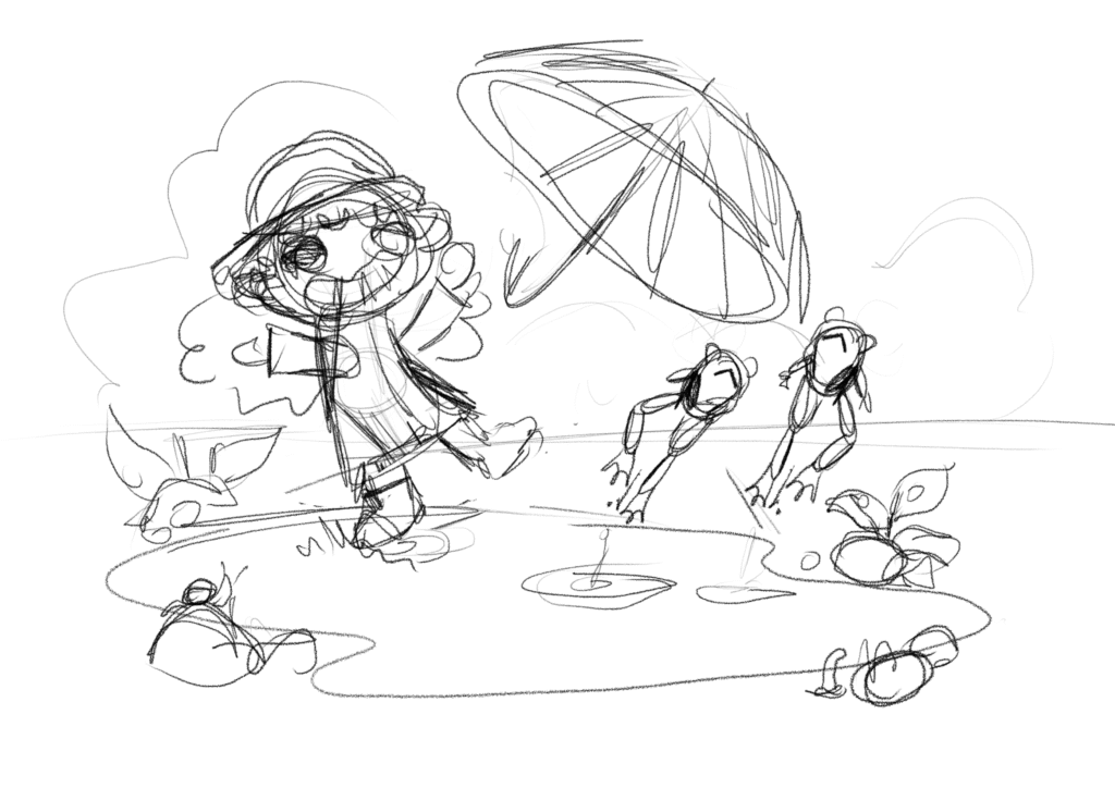 Boceto 1 Ada y la lluvia