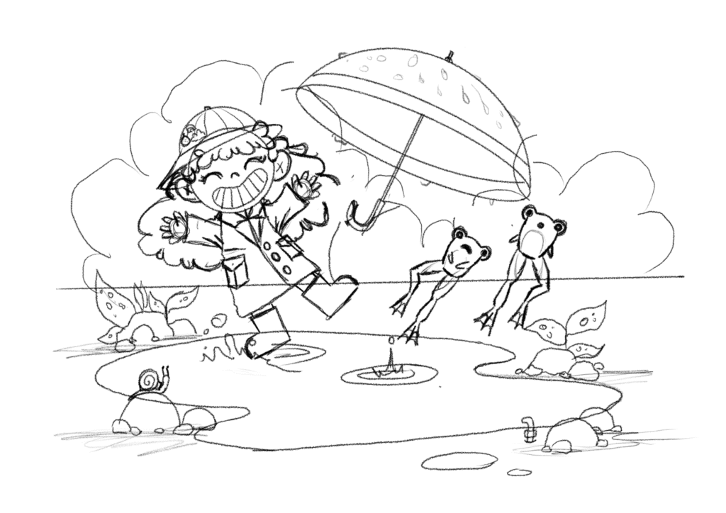 Boceto 2 Ada y la lluvia